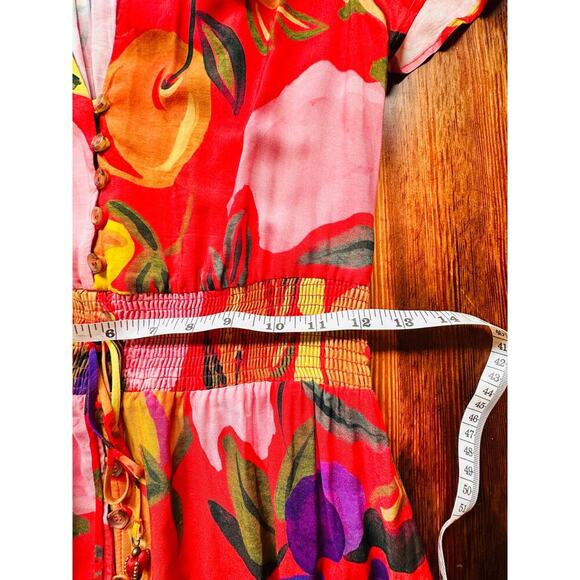 FARM RIO Multicolor Floral Maxi Button Front High Low Ruffle Dress Women's Small - Picture 4 of 9